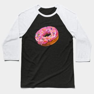 Watercolor of a pink glazed donut Baseball T-Shirt